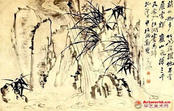 华艺美术网：郑板桥 《兰竹石图3》