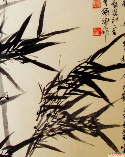 《墨竹》130X66CM-局部2