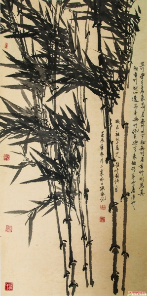 孙泳《墨竹》130X66CM-1