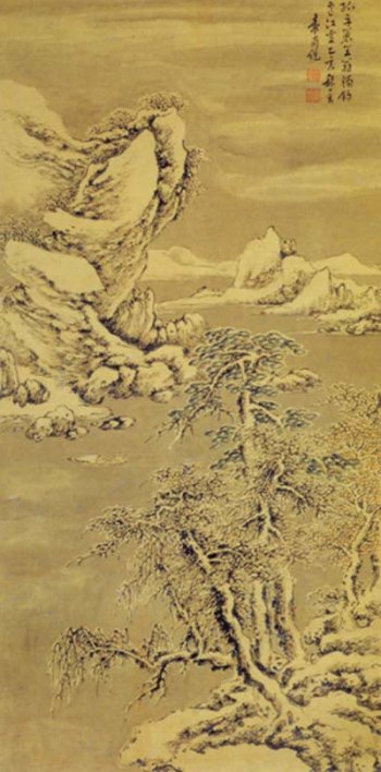 明--寒江独钓图轴