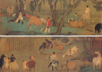 元--浴马图卷