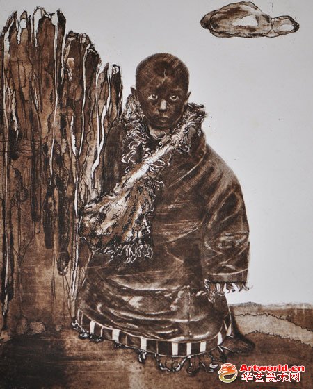 陈子妹 《远去的云》铜版画