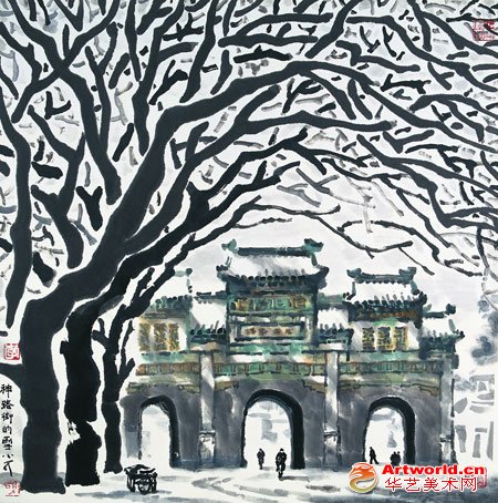 李小可《神路街的雪》69x68cm