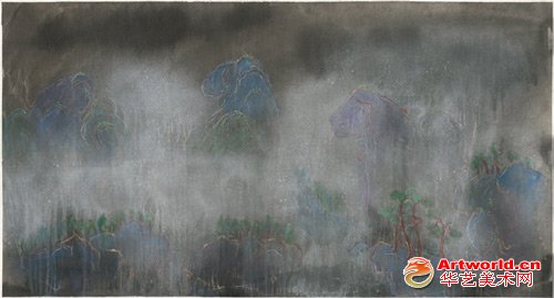 郑在东《青山烟云》纸本水墨