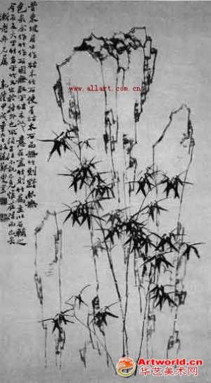 清代--清 郑燮 竹石图轴