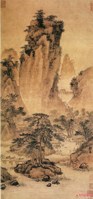明 戴进《关山行旅图》