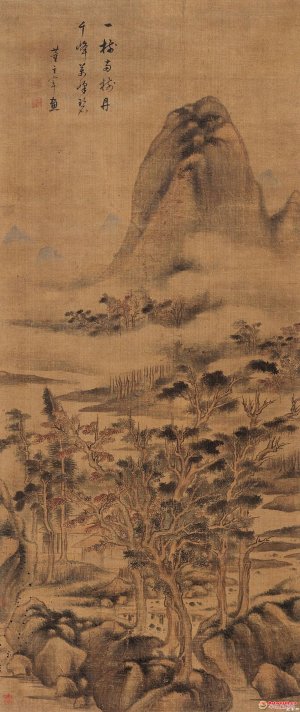 明 董其昌 《丹树碧峰图》