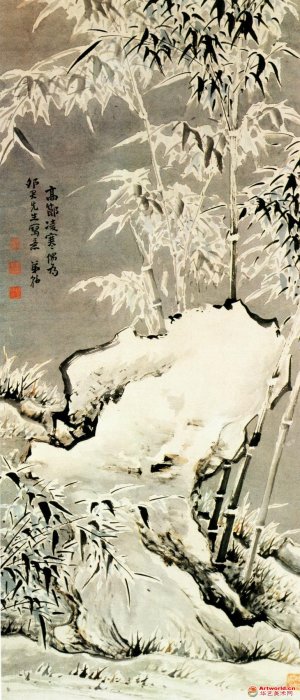 清 高凤翰 雪景竹石图
