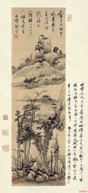 清 龚贤《松亭远山图》