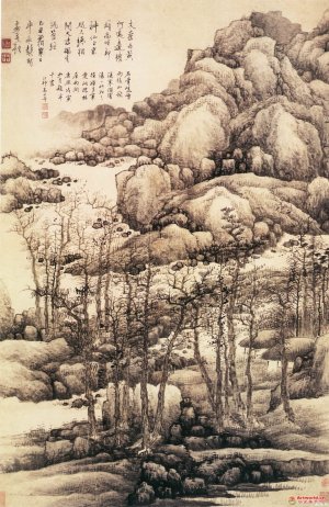 清 龚贤《木叶丹黄图》