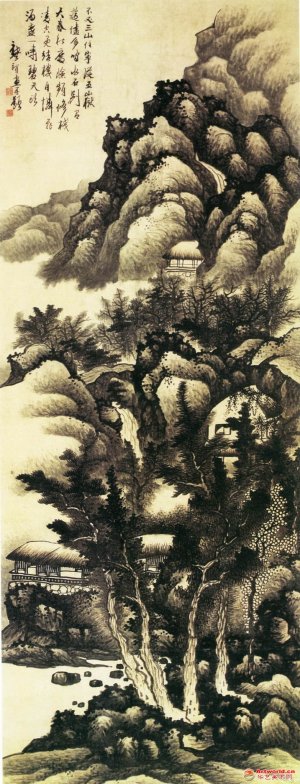 清 龚贤《云山结楼图》