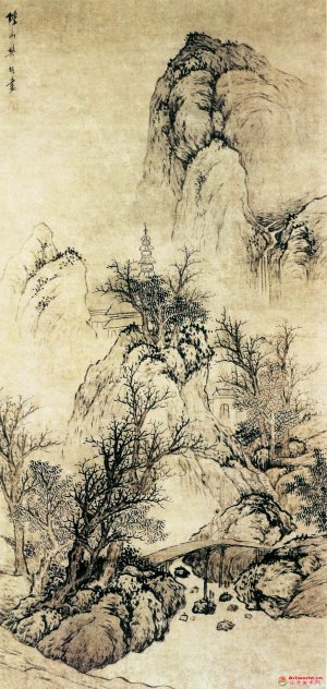 清 樊圻《秋山萧寺图》