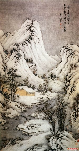 清 法若真《雪室读书图》