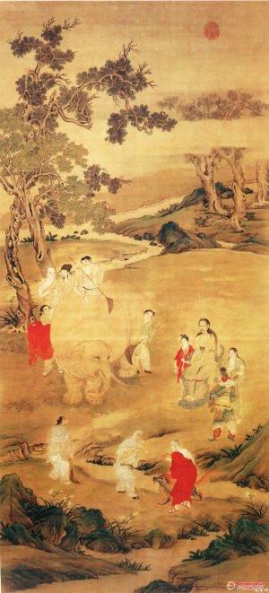 清 丁观鹏 《弘历洗象图》