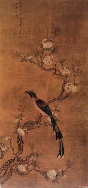 明 凌必正《碧桃春鸟图》