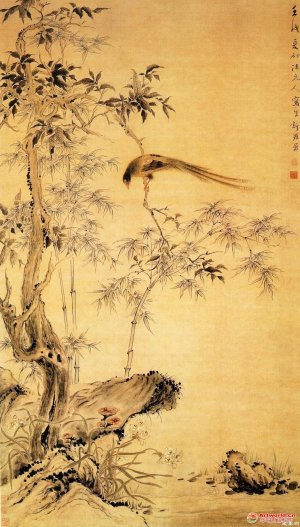 清 华喦《桂树绶带图》