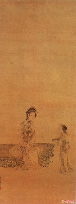 清 华喦《白描仕女图》