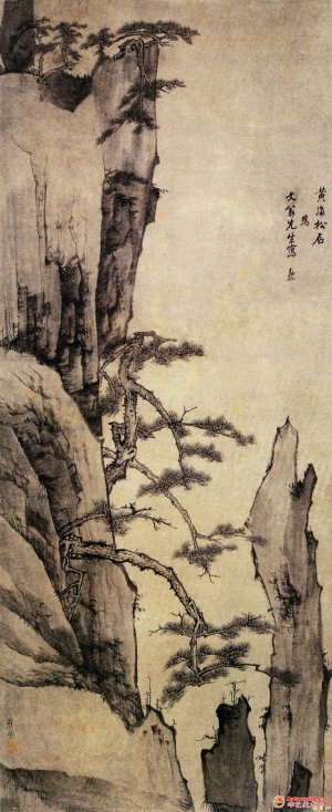 清 弘仁《黄海松石图》