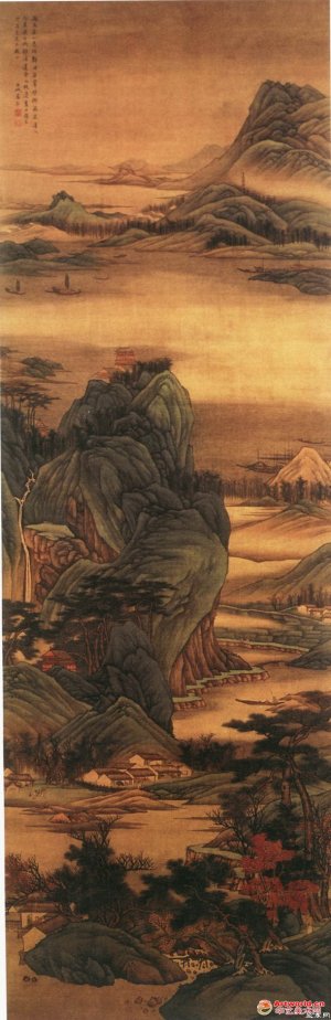清 高岑《青绿山水图》