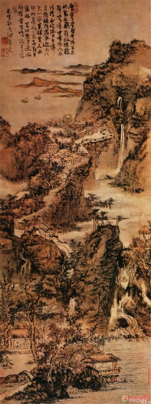 清 髡残《层岩叠壑图》