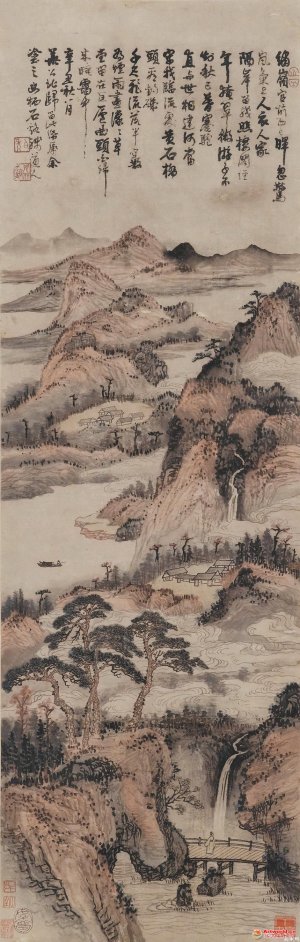 清 髡残《秋晖蒙钓矶》