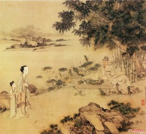 清 金廷标《莲塘纳凉图》