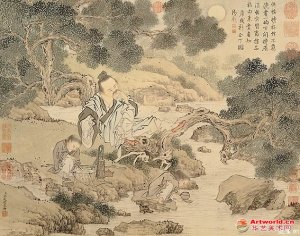 清 金廷标《品泉图》