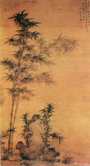 明 金浞《双钩竹图》
