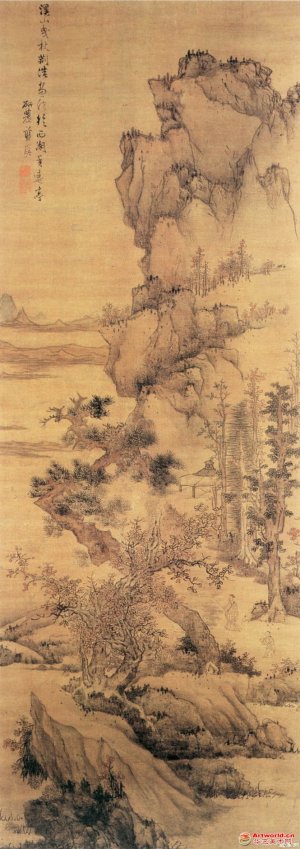 明 蓝瑛《溪山曳杖图》