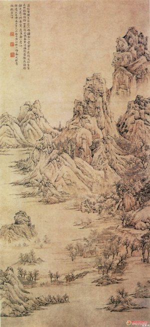 明 陆治《三峰春色图》