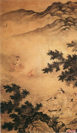 明 李在《琴高乘鲤图》