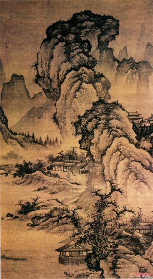 明 李在《阔渚晴峰图》