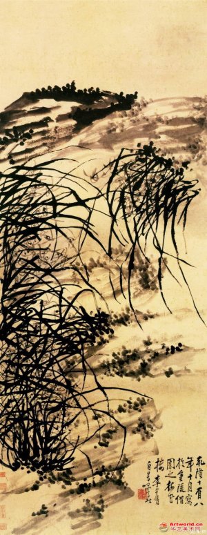 清 李方膺《兰石图》