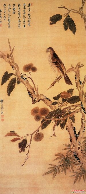 清 马元驭《鹰栗图》