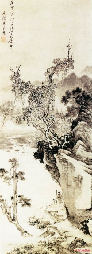 明 米万钟《碧溪垂钓图》