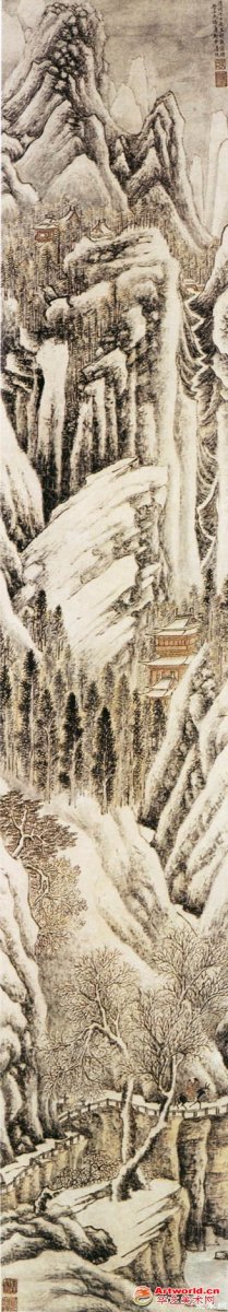 明 钱毂《雪山策骞图》