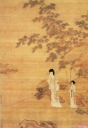  明 仇英《修竹仕女图》 