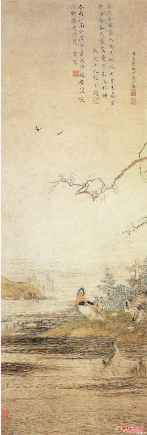 明 仇英《沙汀鸳鸯图》