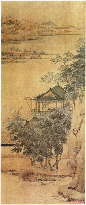 明 仇英《江楼远眺图》