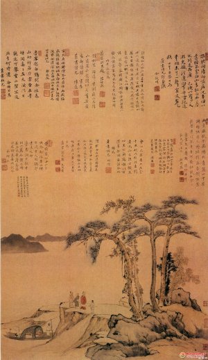 明 邵弥《贻鹤寄书图》