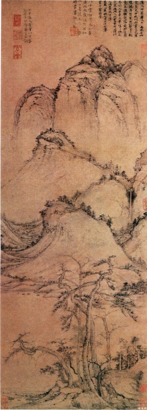 曹知白《疏松幽岫图》