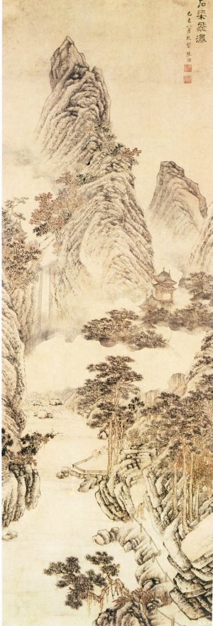 明 陈裸 《石梁飞瀑图》