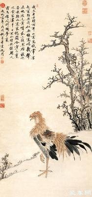 明 沈周 古木花冠图