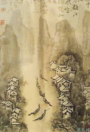 李可染《细雨漓江》