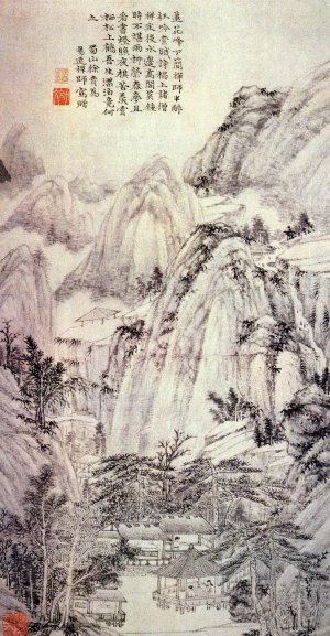 明-徐贲《峰下醉吟图》