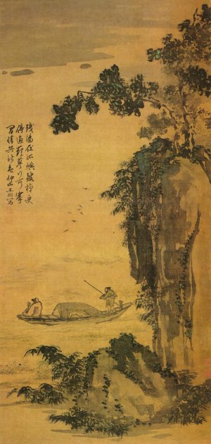 明 王问 《孤屿鼓棹图》