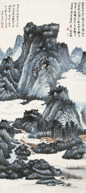 张大千《仿北苑山水》赏析