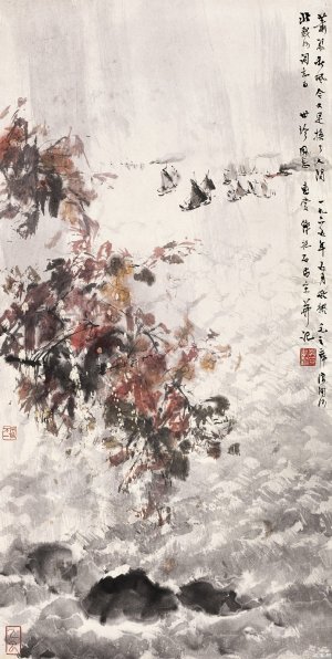 傅抱石佳作——毛泽东《浪淘沙.北戴河》词意