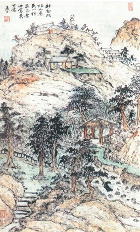 名画赏介—沈迈士的《新安山庄》