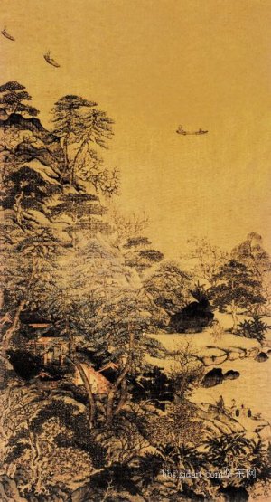 《江帆楼阁图》选自《中国书画鉴赏辞典》